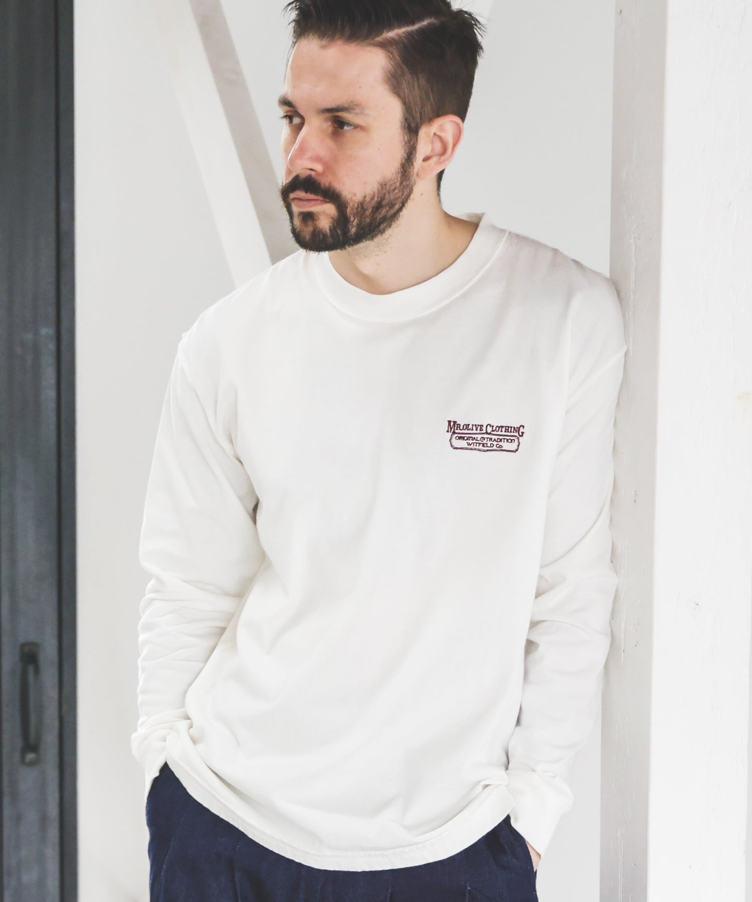 USED 17/1 EMERALD COTTON / EMBROIDERY L/S T-SHIRT