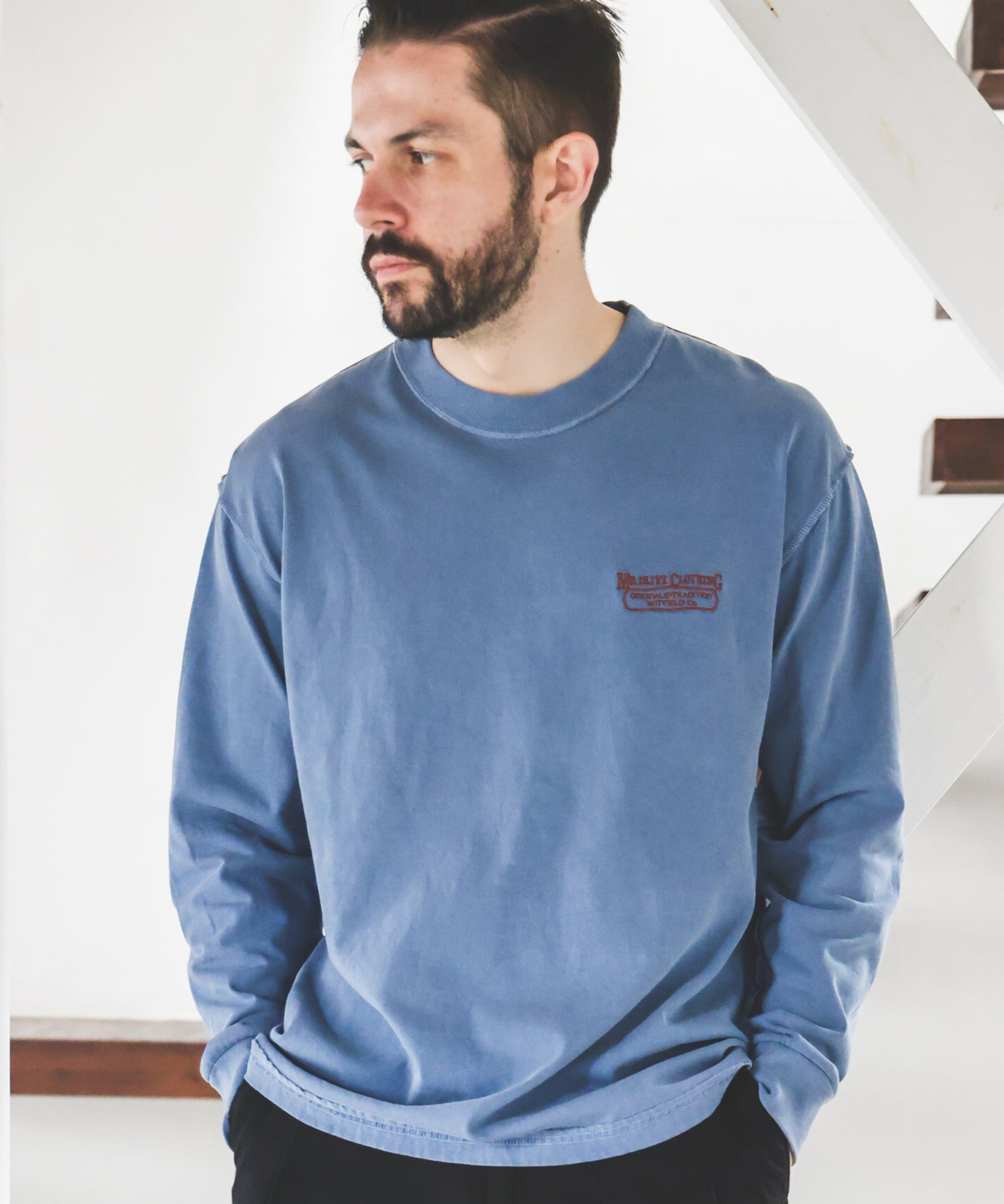 USED 17/1 EMERALD COTTON / EMBROIDERY L/S T-SHIRT