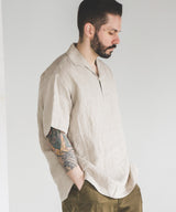 FRENCH LINEN WASHABLE / SHORT SLEEVE CAPRI SHIRT