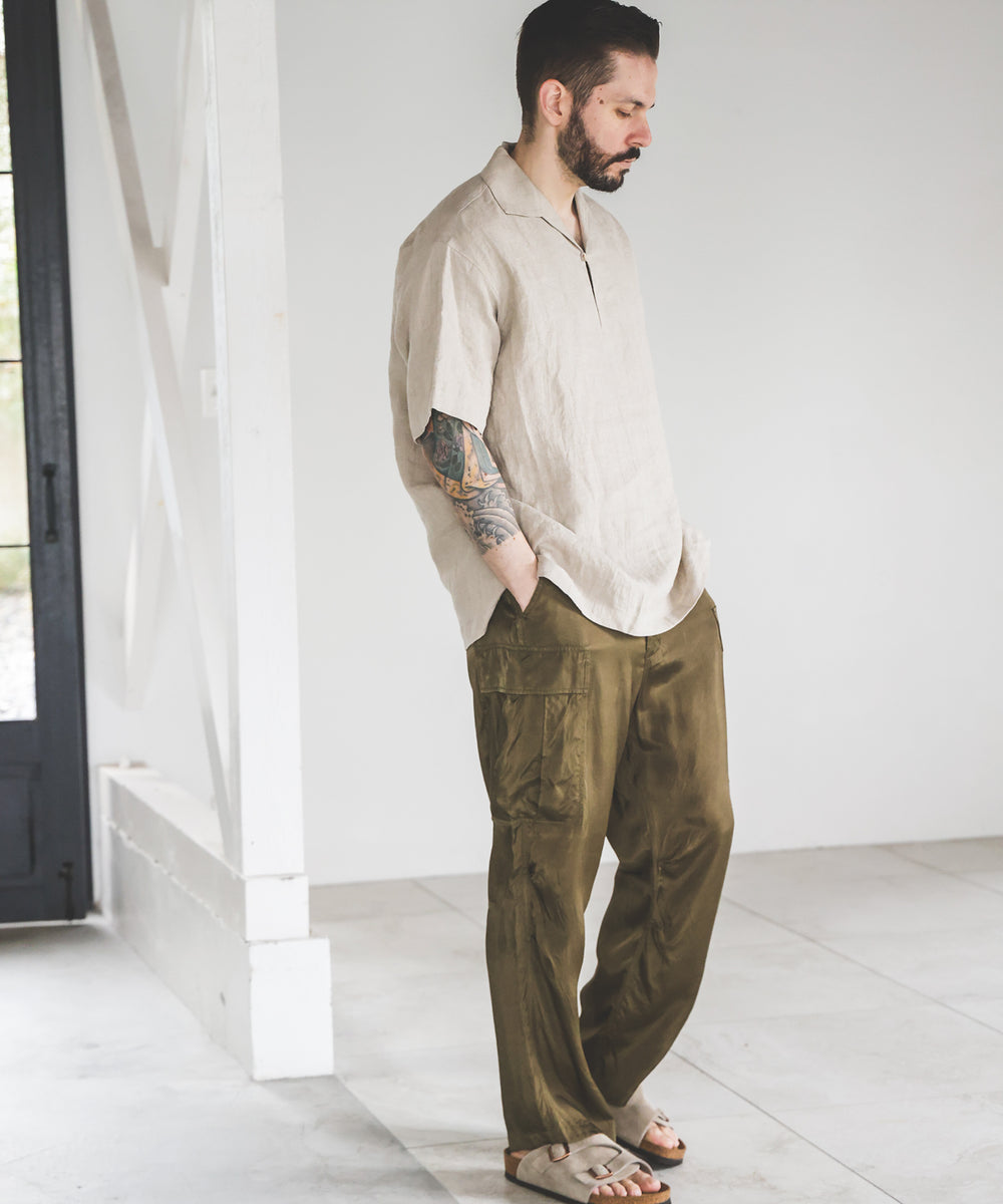 FRENCH LINEN WASHABLE / SHORT SLEEVE CAPRI SHIRT