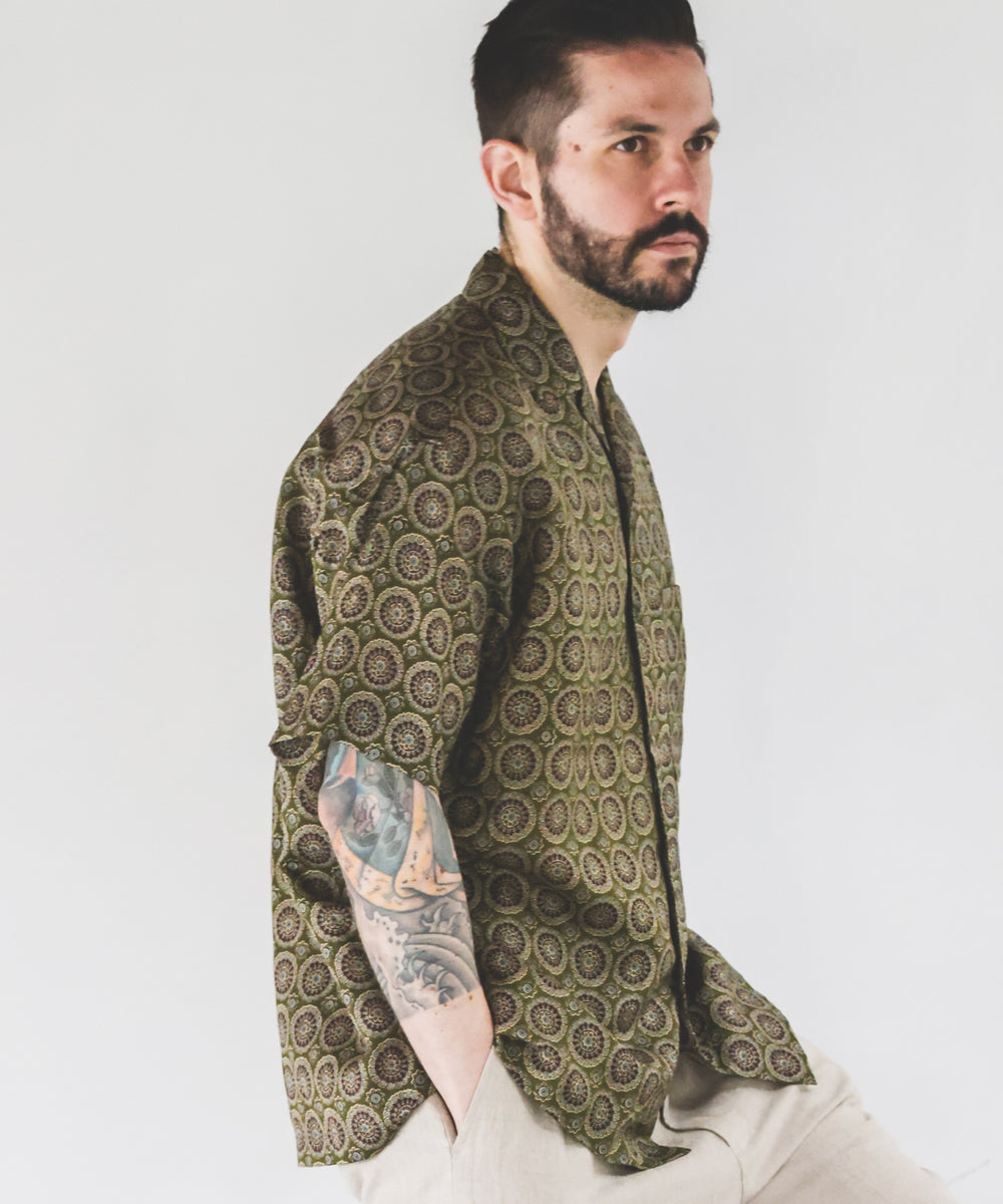 L/R CIRCLE BATIK PATTERN / OPEN COLLAR SHIRT