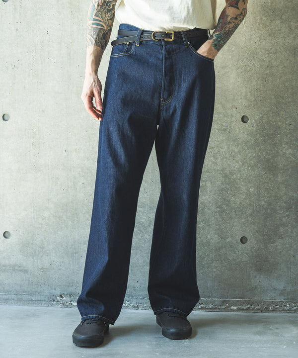 RINSE WASH 8oz DENIM / WASHED WIDE STRIGHT PANTS / M261104