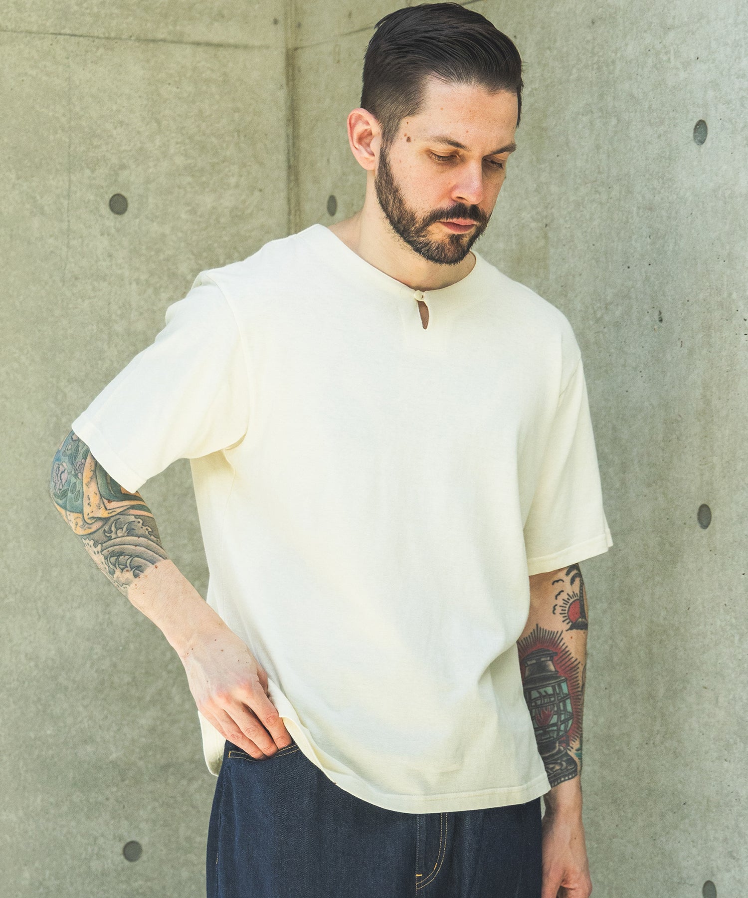 【予約商品】88/12 VINTAGE MATERIAL / KEY NECK T-SHIRT / M261137