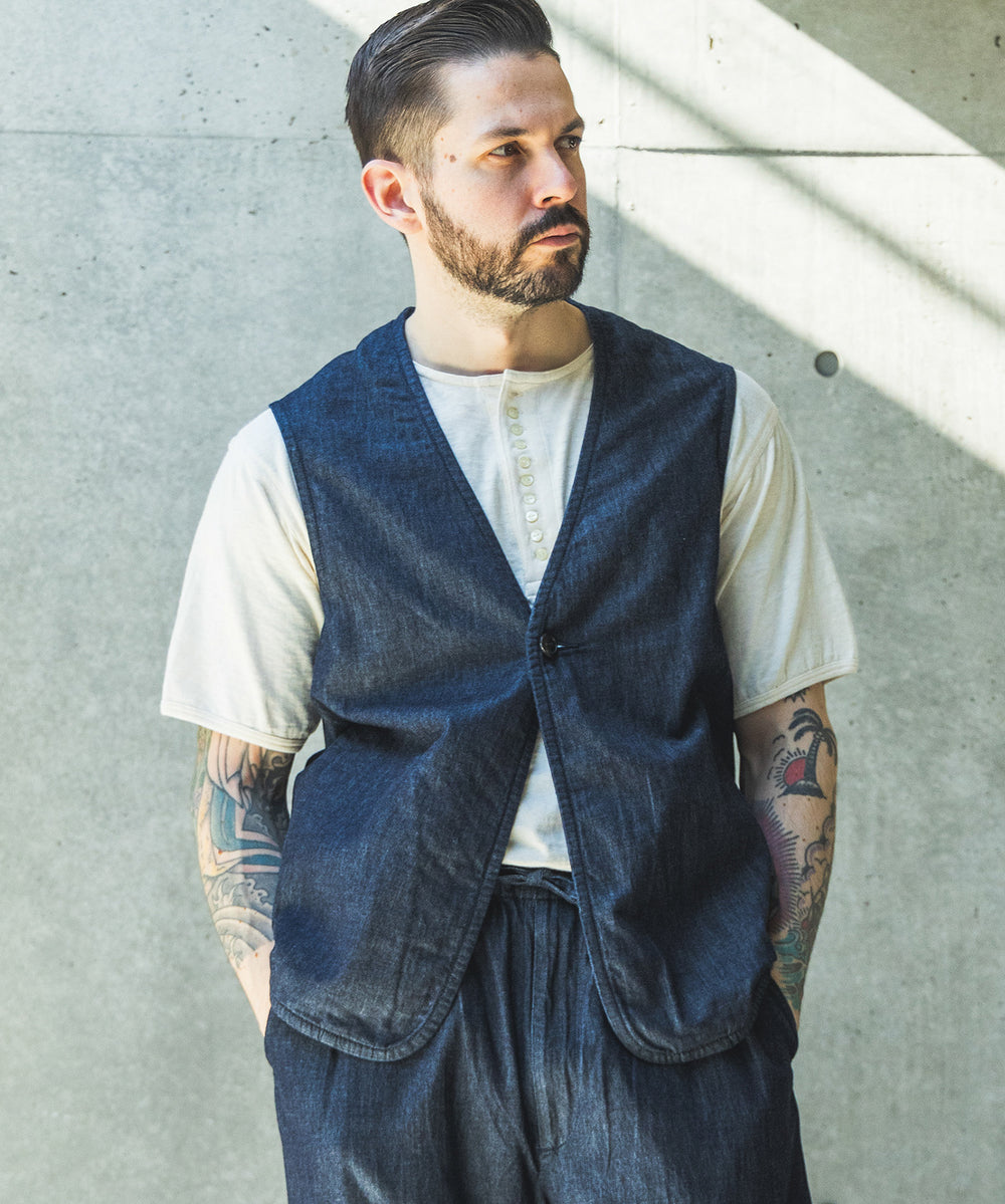 【予約商品】RINSE WASH 6oz SUPER LIGHT DENIM / ONE BUTTON VEST / M261111