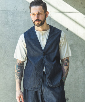 【予約商品】RINSE WASH 6oz SUPER LIGHT DENIM / ONE BUTTON VEST / M261111