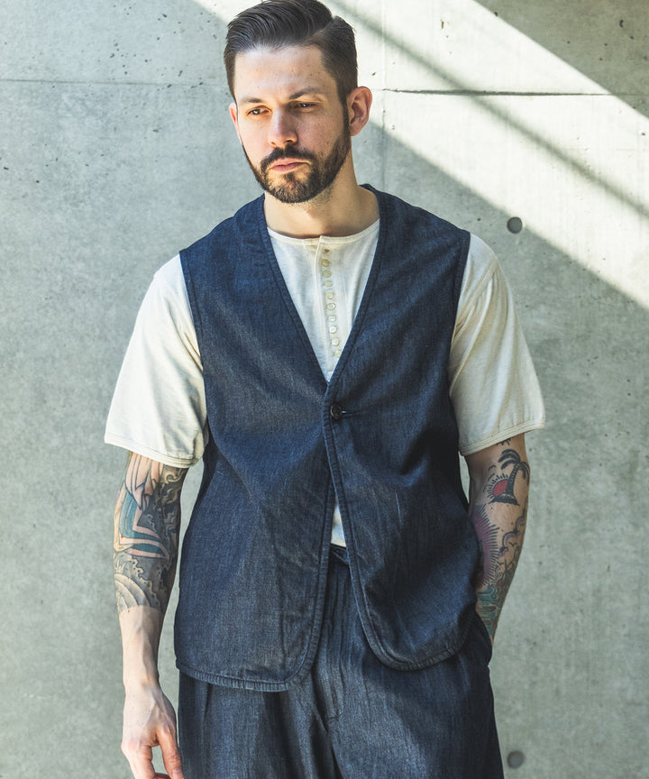 【予約商品】RINSE WASH 6oz SUPER LIGHT DENIM / ONE BUTTON VEST / M261111