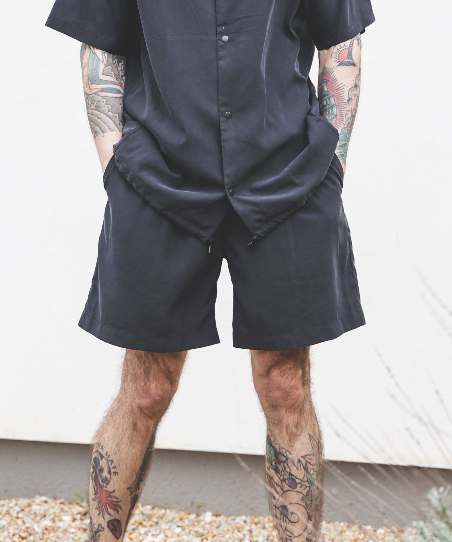 T/R POWDER CLOTH / ONE TACK SHORTS