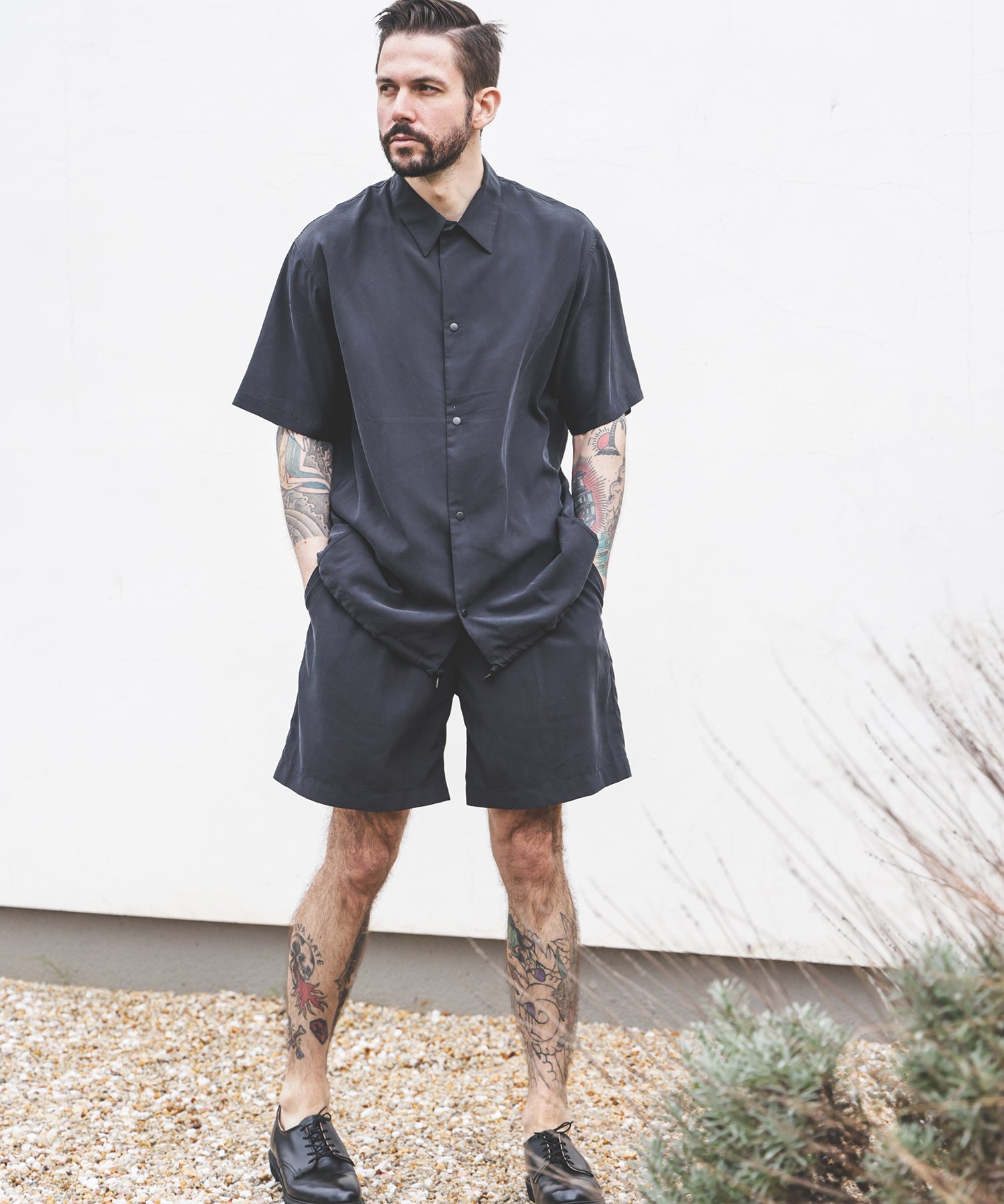 T/R POWDER CLOTH / ONE TACK SHORTS