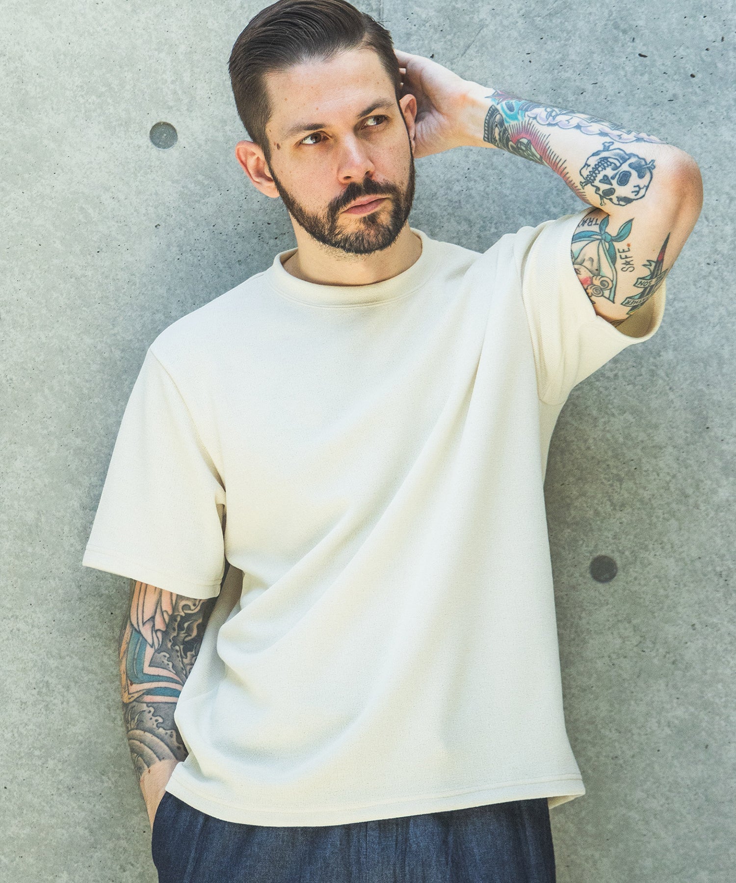 【予約商品】POLYESTER HEMP JERSEY  / CREW NECK T-SHIRT / M261136