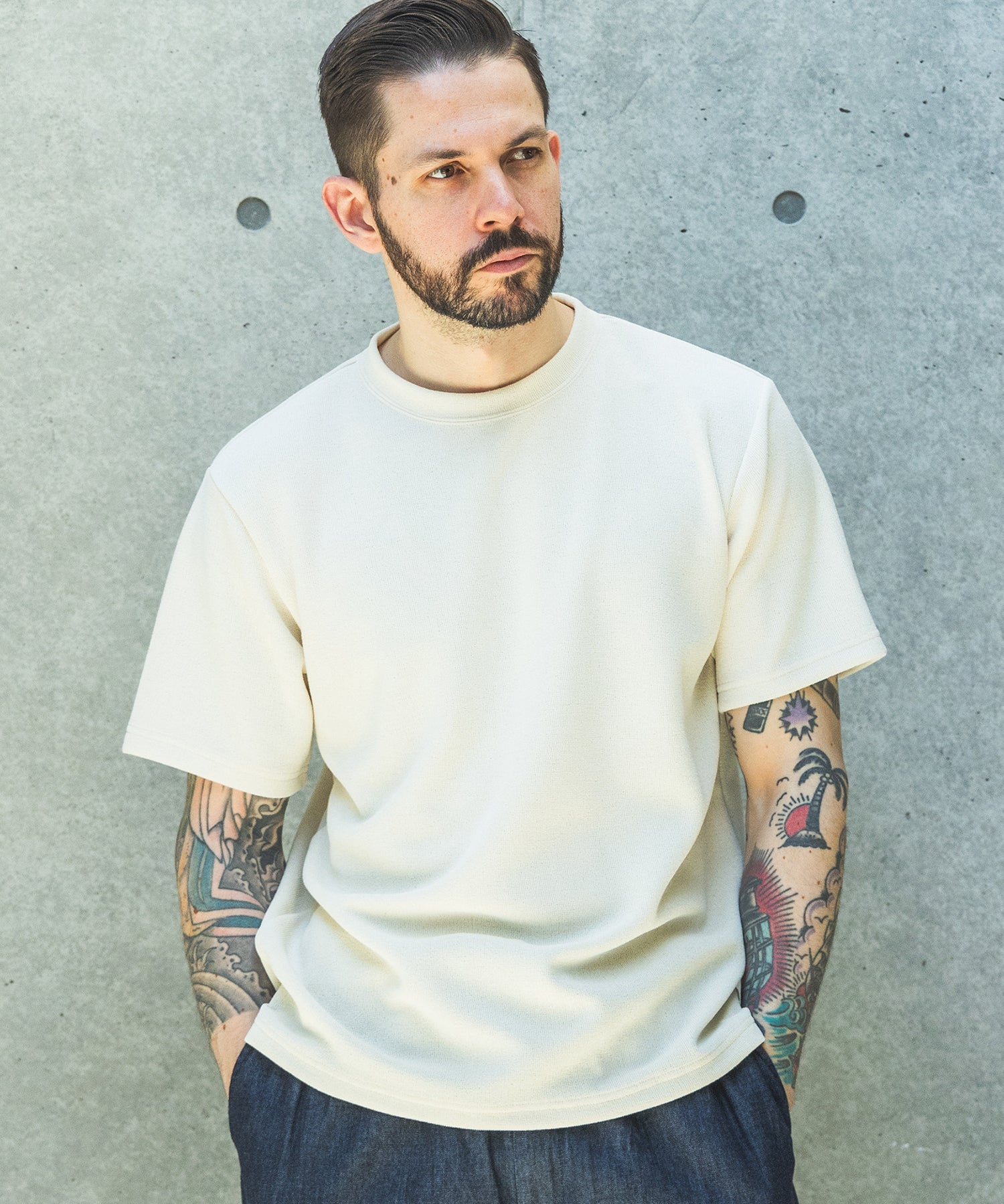 【予約商品】POLYESTER HEMP JERSEY  / CREW NECK T-SHIRT / M261136