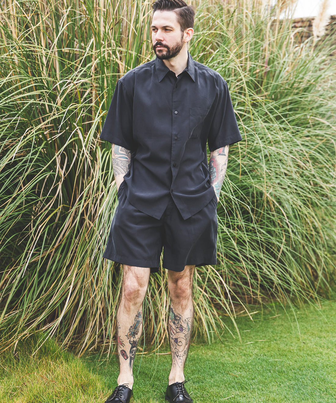 T/R POWDER CLOTH / ONE TACK SHORTS