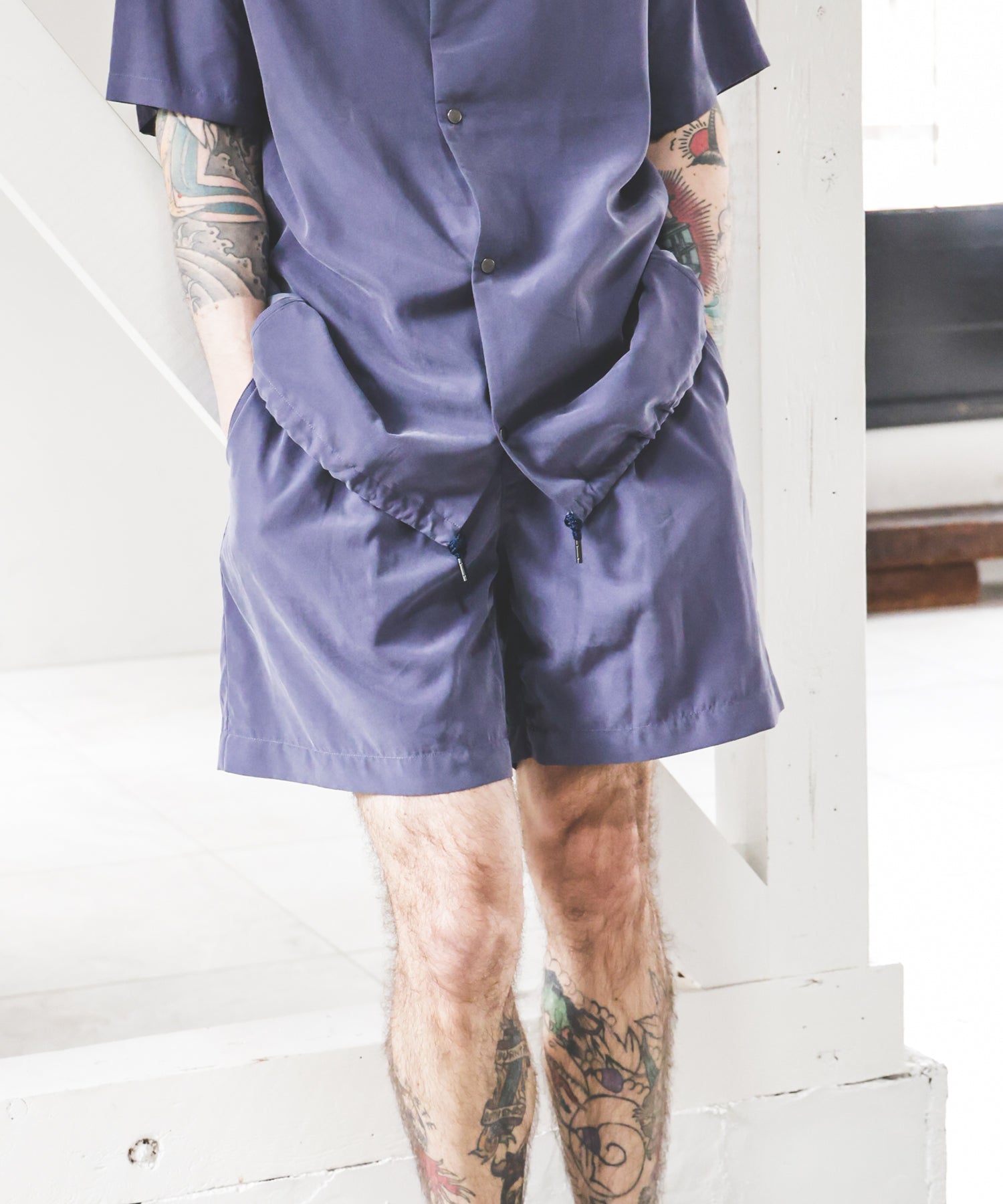 T/R POWDER CLOTH / ONE TACK SHORTS