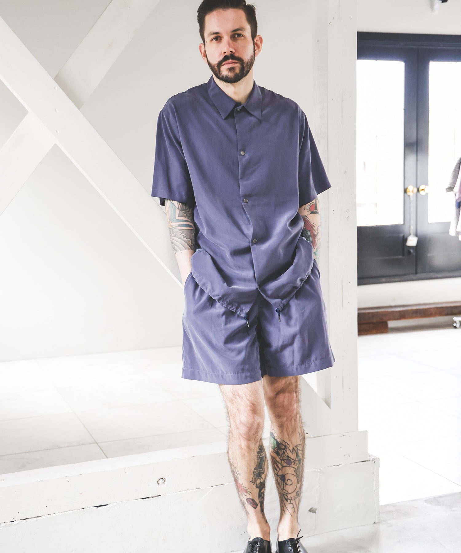 T/R POWDER CLOTH / SHORT SLEEVE COACH SHIRT