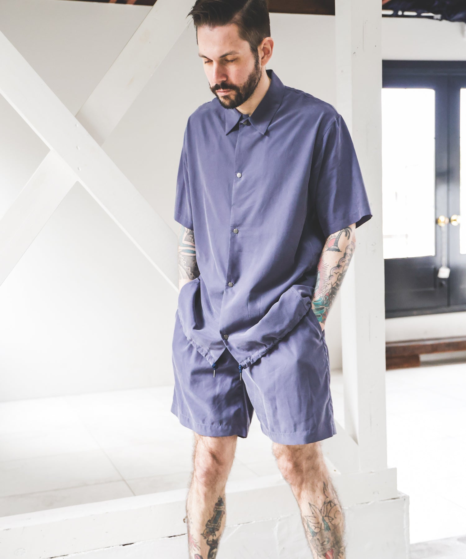 T/R POWDER CLOTH / SHORT SLEEVE COACH SHIRT