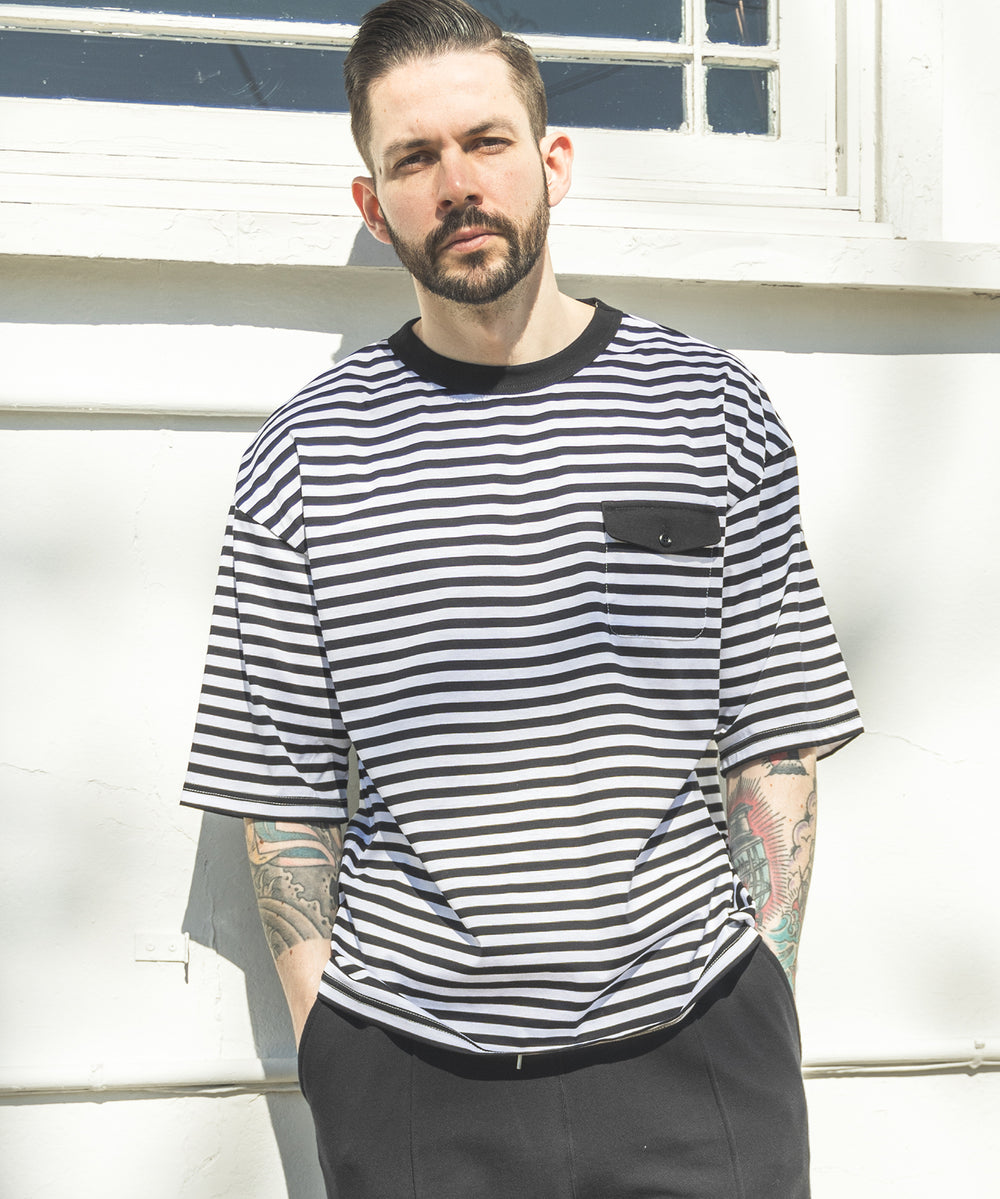 SILKET BORDER / FLAP POCKET T-SHIRT