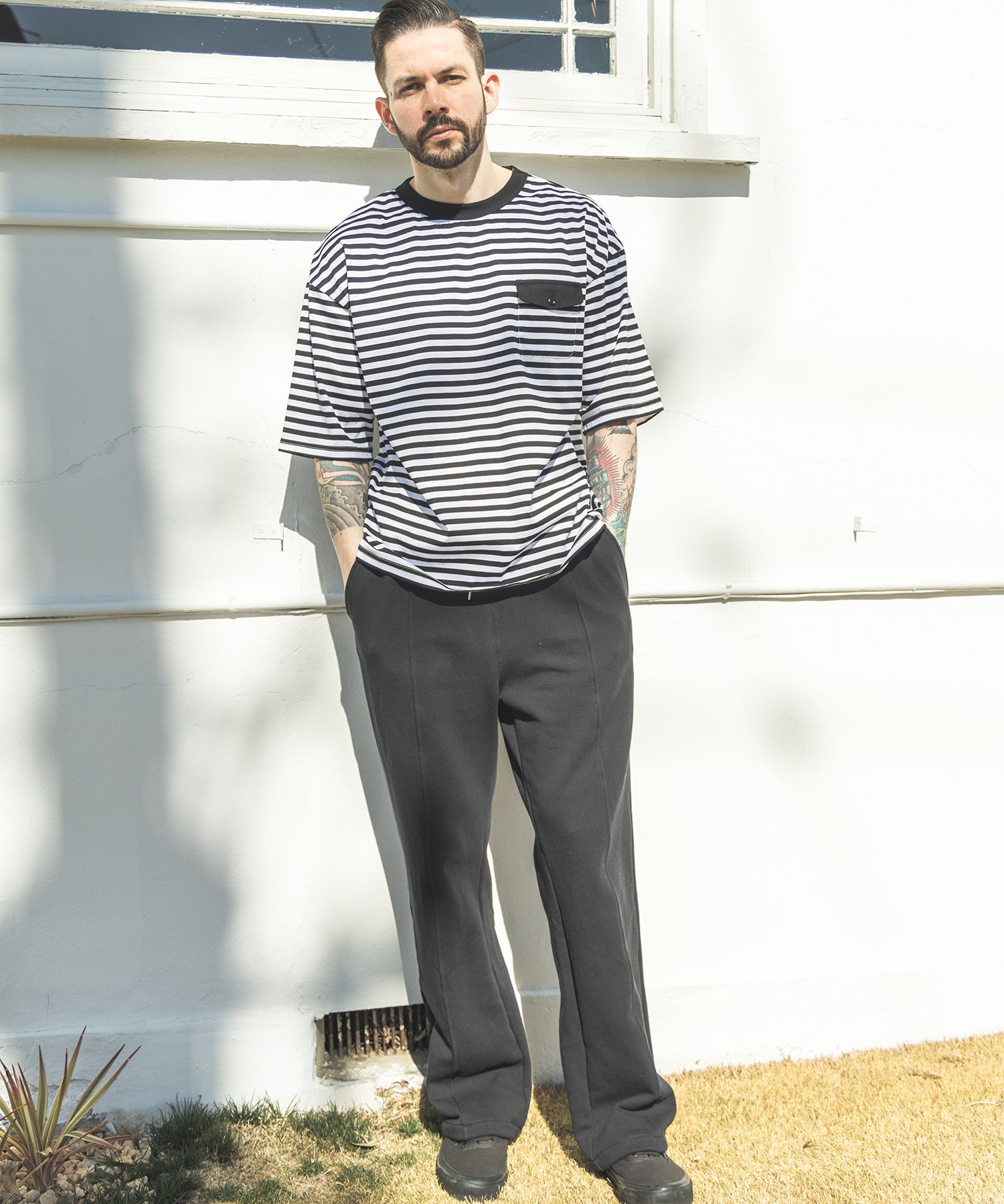 SILKET BORDER / FLAP POCKET T-SHIRT