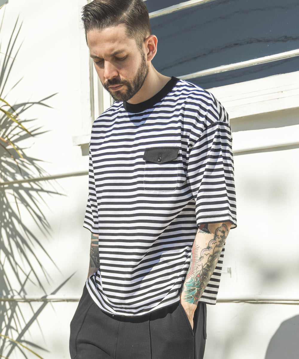 SILKET BORDER / FLAP POCKET T-SHIRT