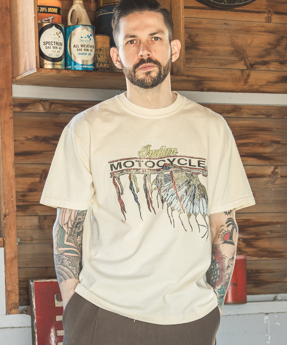 INDIAN MOTOCYCLE COLLABORATION / USED PRINT T-SHIRT TYPE-A