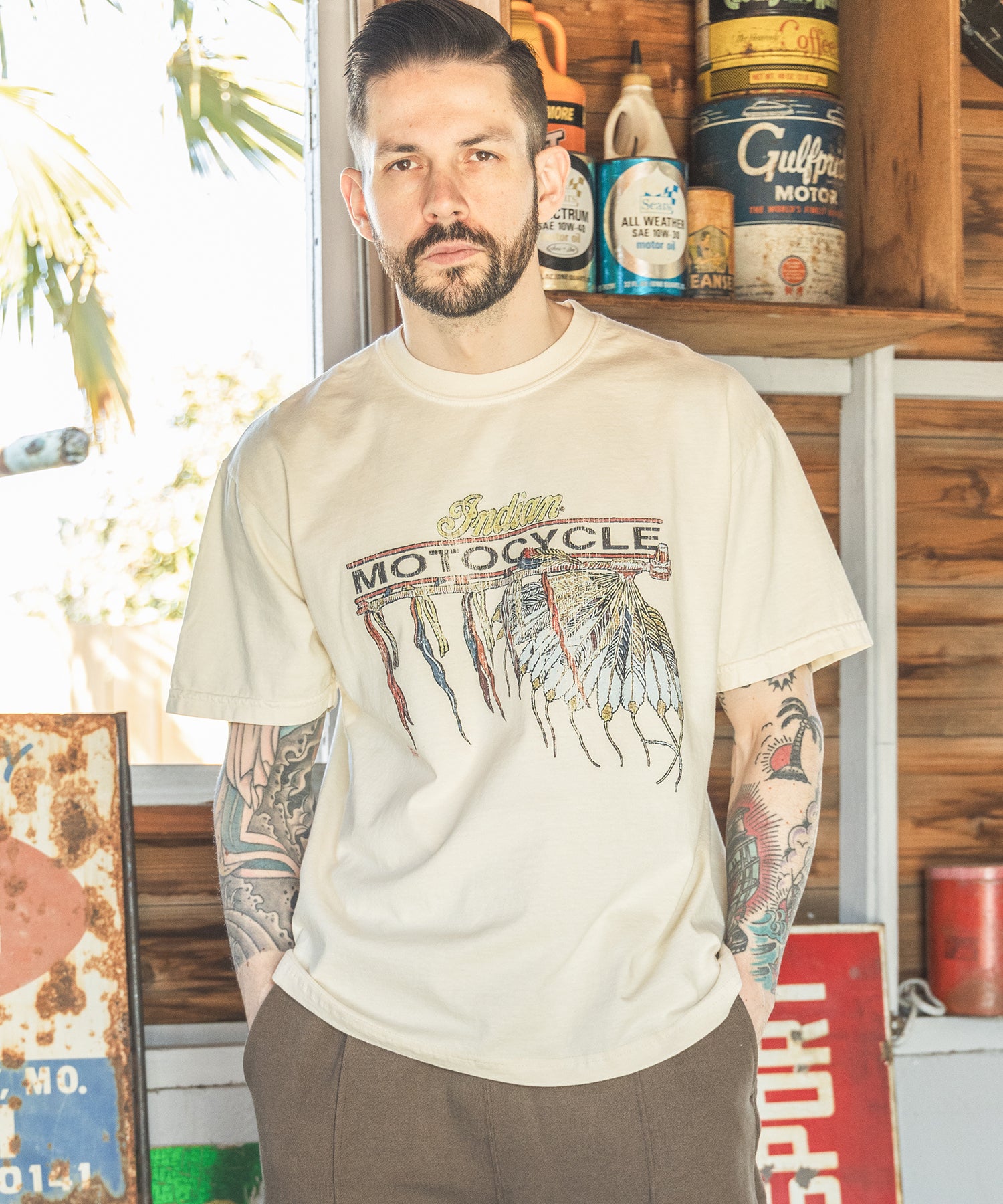 INDIAN MOTOCYCLE COLLABORATION / USED PRINT T-SHIRT TYPE-A