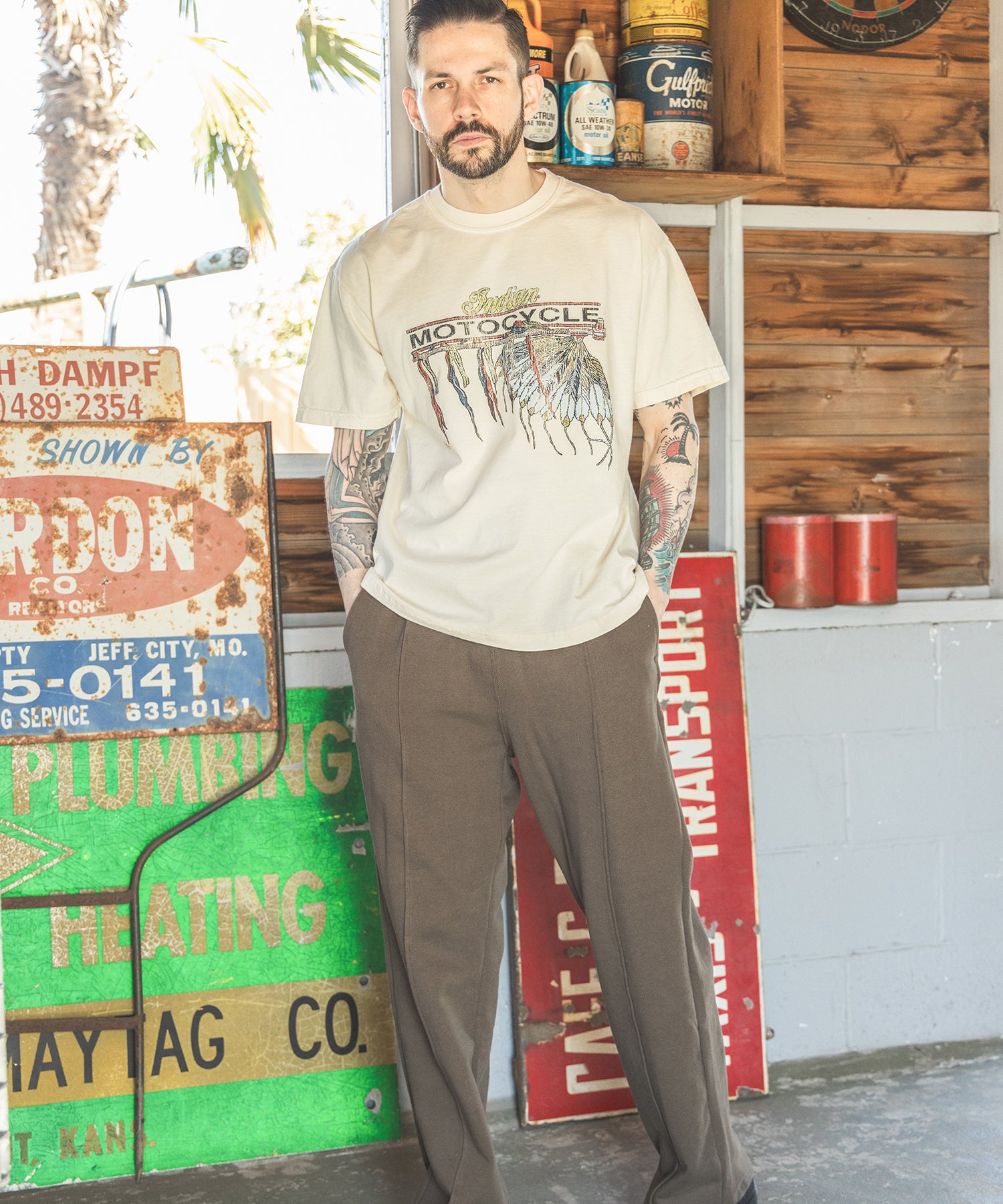 INDIAN MOTOCYCLE COLLABORATION / USED PRINT T-SHIRT TYPE-A