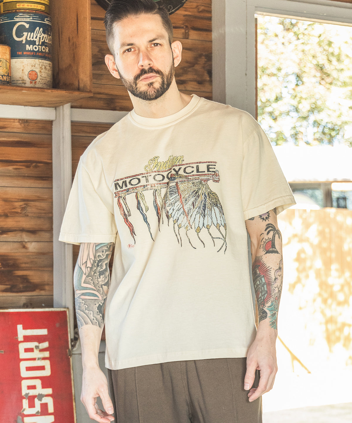 INDIAN MOTOCYCLE COLLABORATION / USED PRINT T-SHIRT TYPE-A
