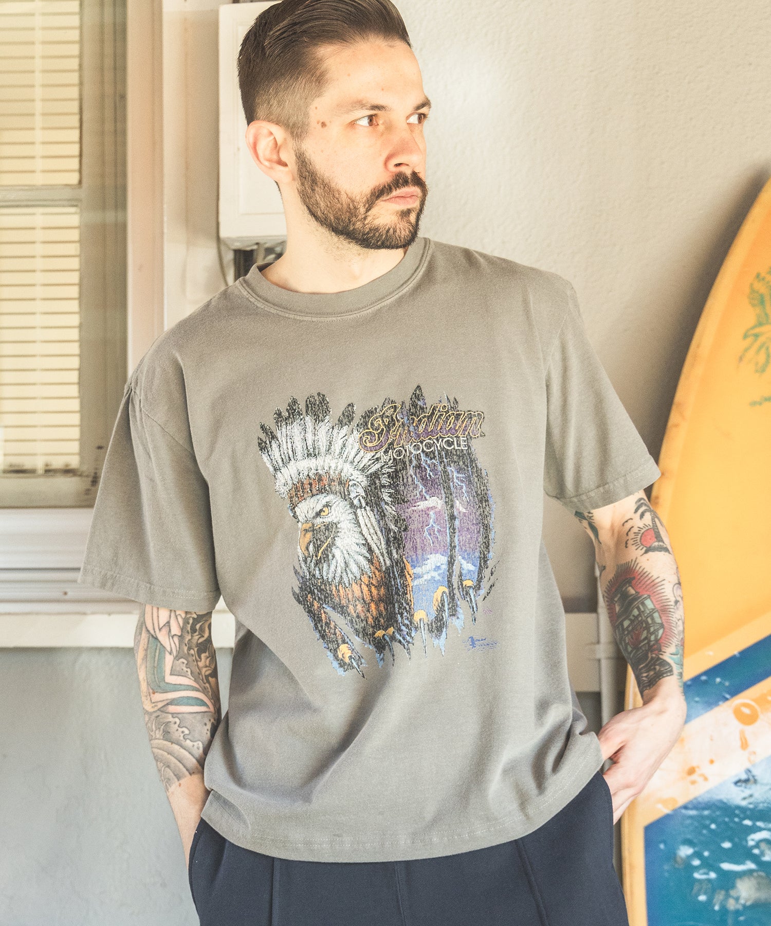 INDIAN MOTOCYCLE COLLABORATION / USED PRINT T-SHIRT TYPE-B