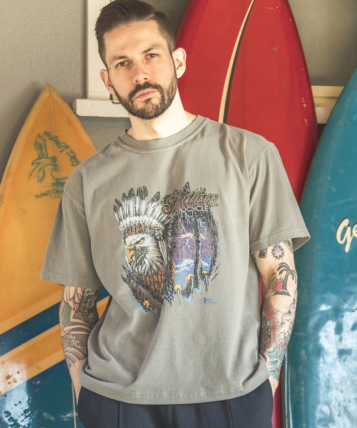 INDIAN MOTOCYCLE COLLABORATION / USED PRINT T-SHIRT TYPE-B
