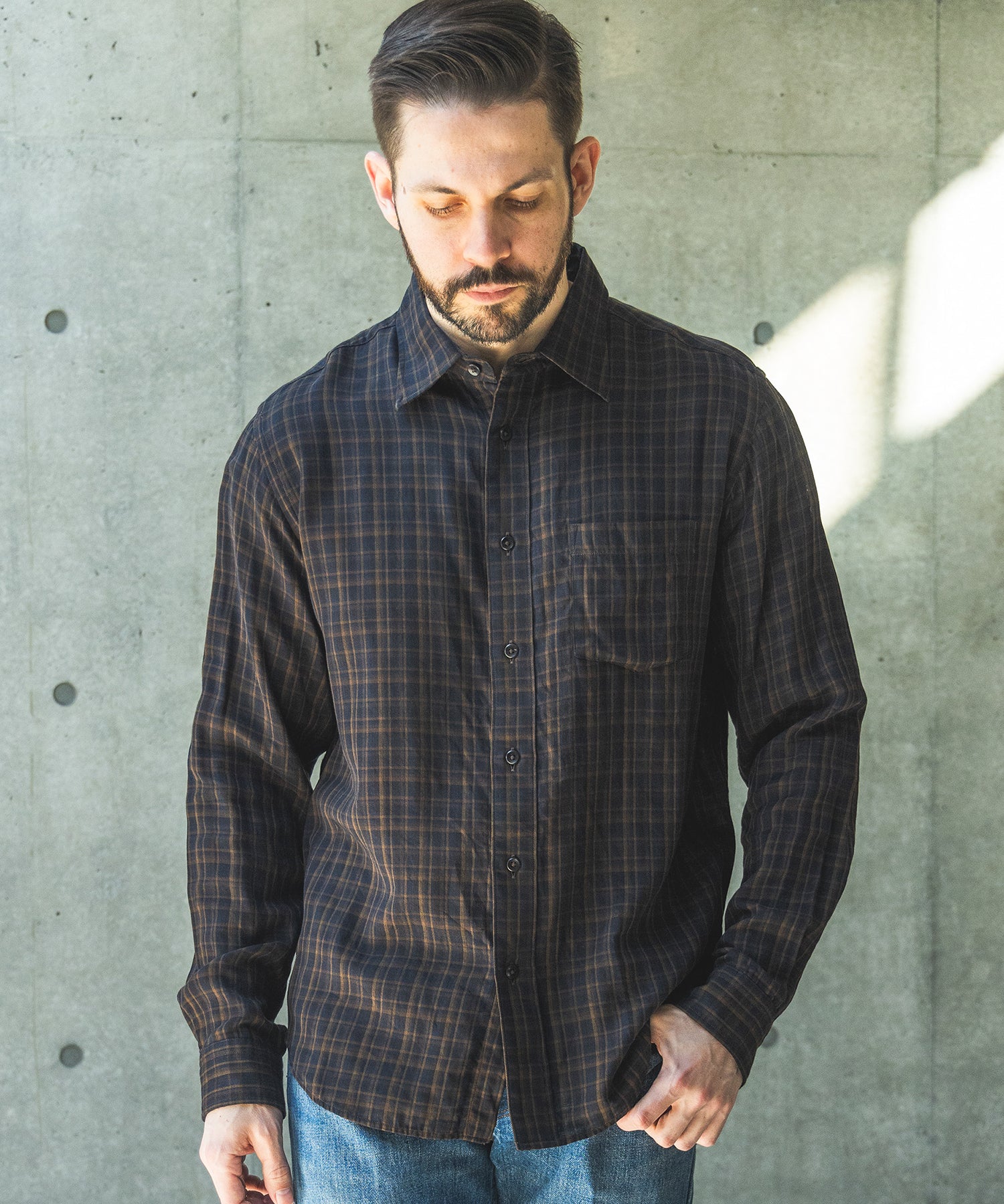 予約商品】DOUBLE GAUZE MADRAS CHECK / REGULAR COLLAR SHIRT