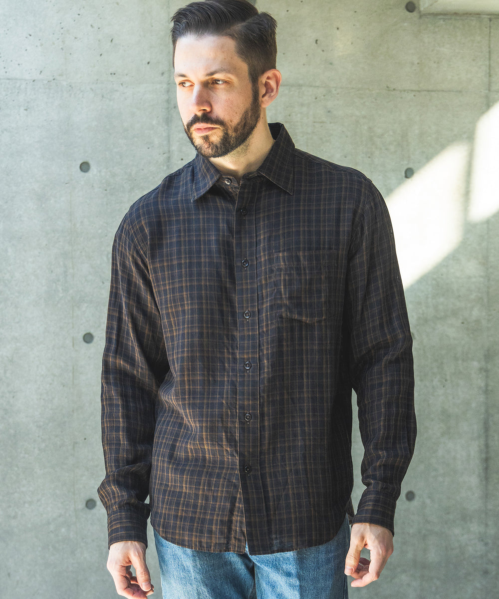 【予約商品】DOUBLE GAUZE MADRAS CHECK / REGULAR COLLAR SHIRT / M261114