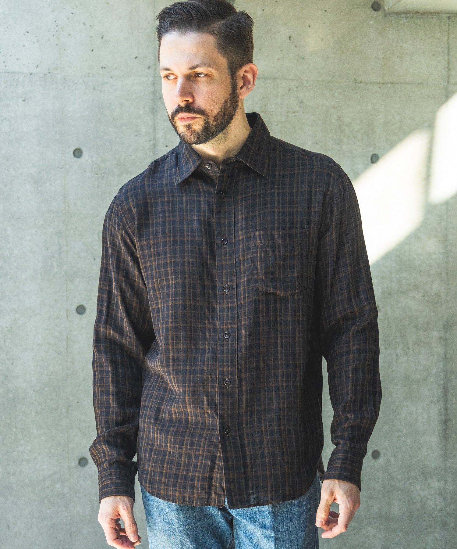 【予約商品】DOUBLE GAUZE MADRAS CHECK / REGULAR COLLAR SHIRT / M261114