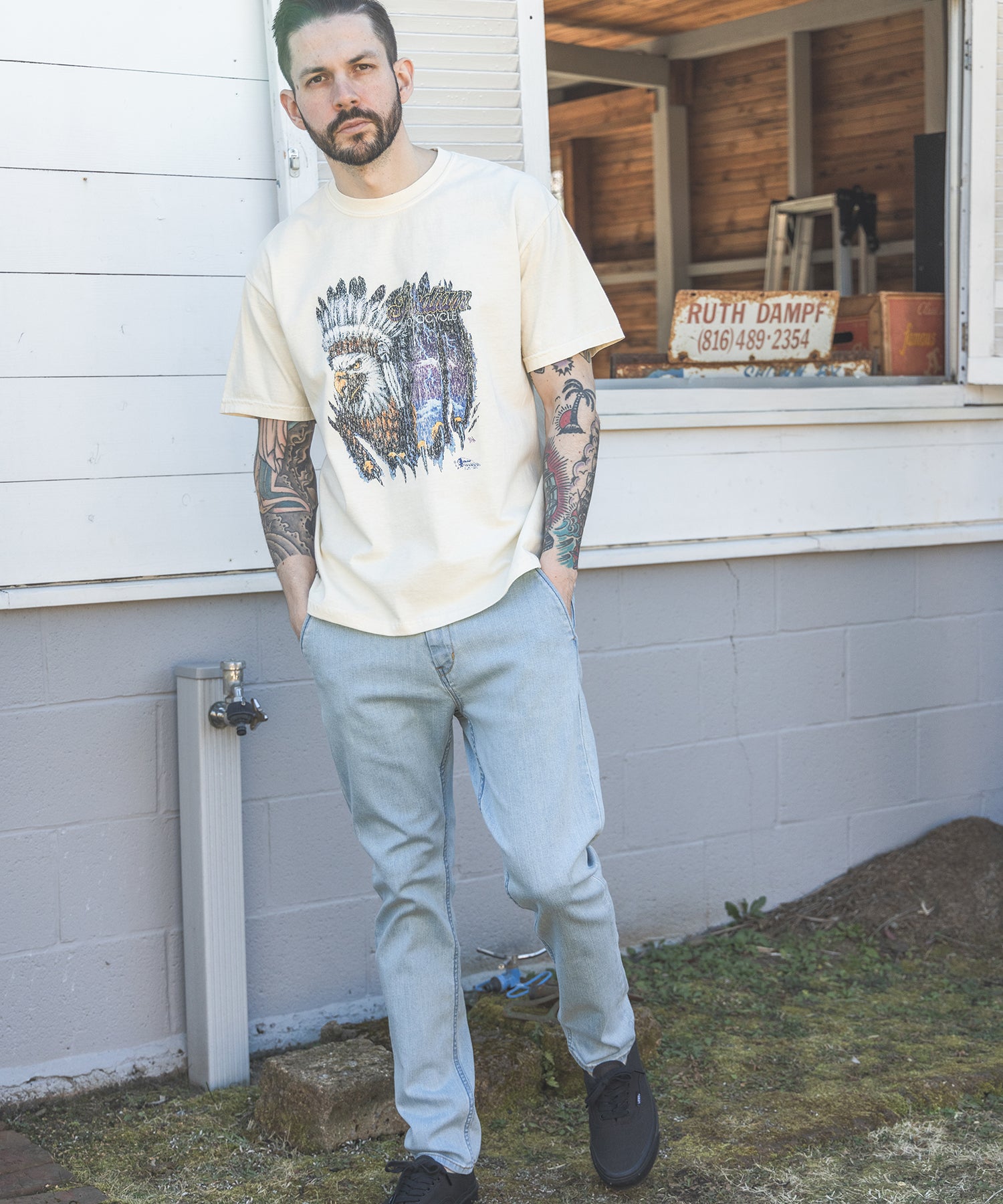 INDIAN MOTOCYCLE COLLABORATION / USED PRINT T-SHIRT TYPE-B