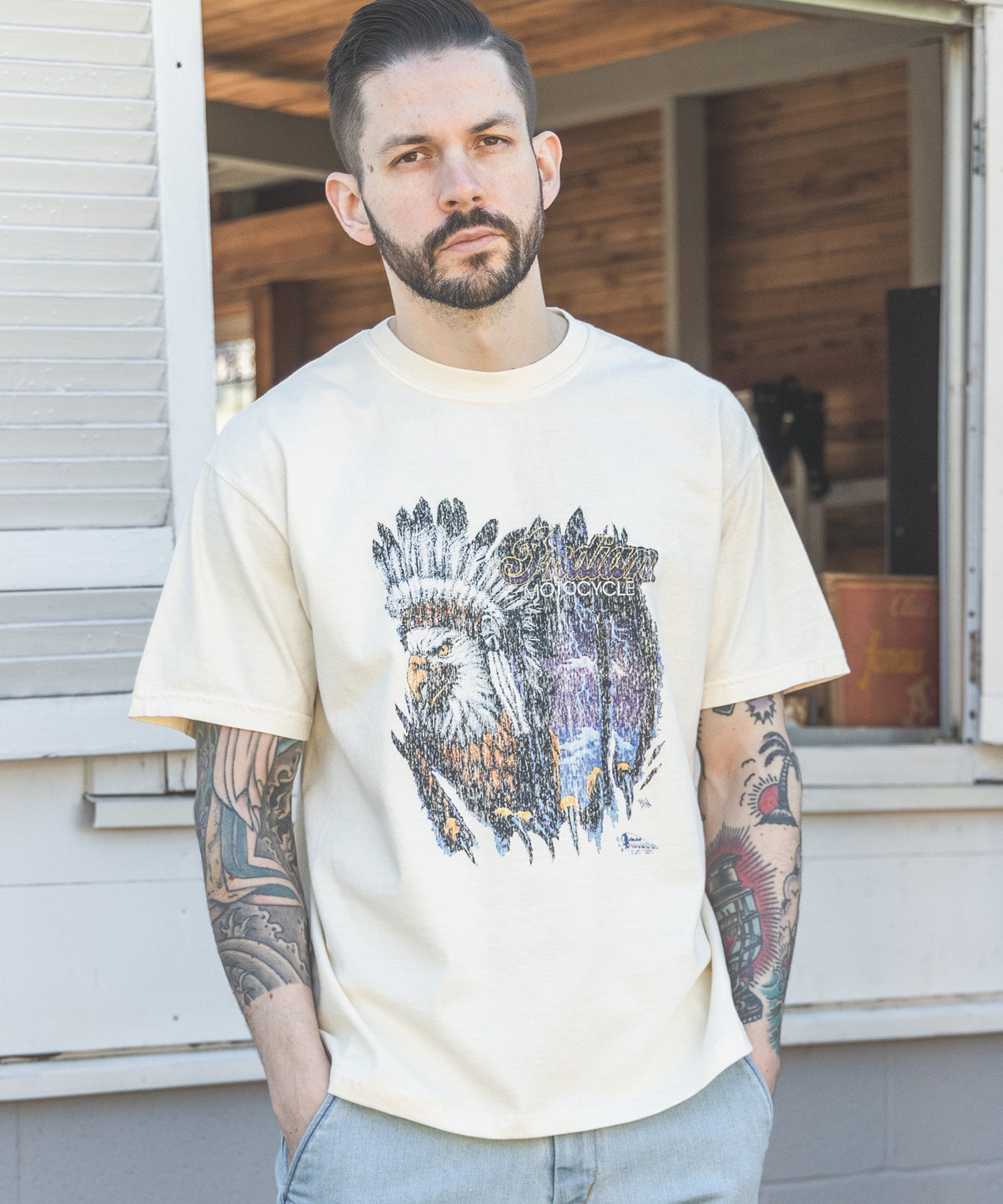 INDIAN MOTOCYCLE COLLABORATION / USED PRINT T-SHIRT TYPE-B