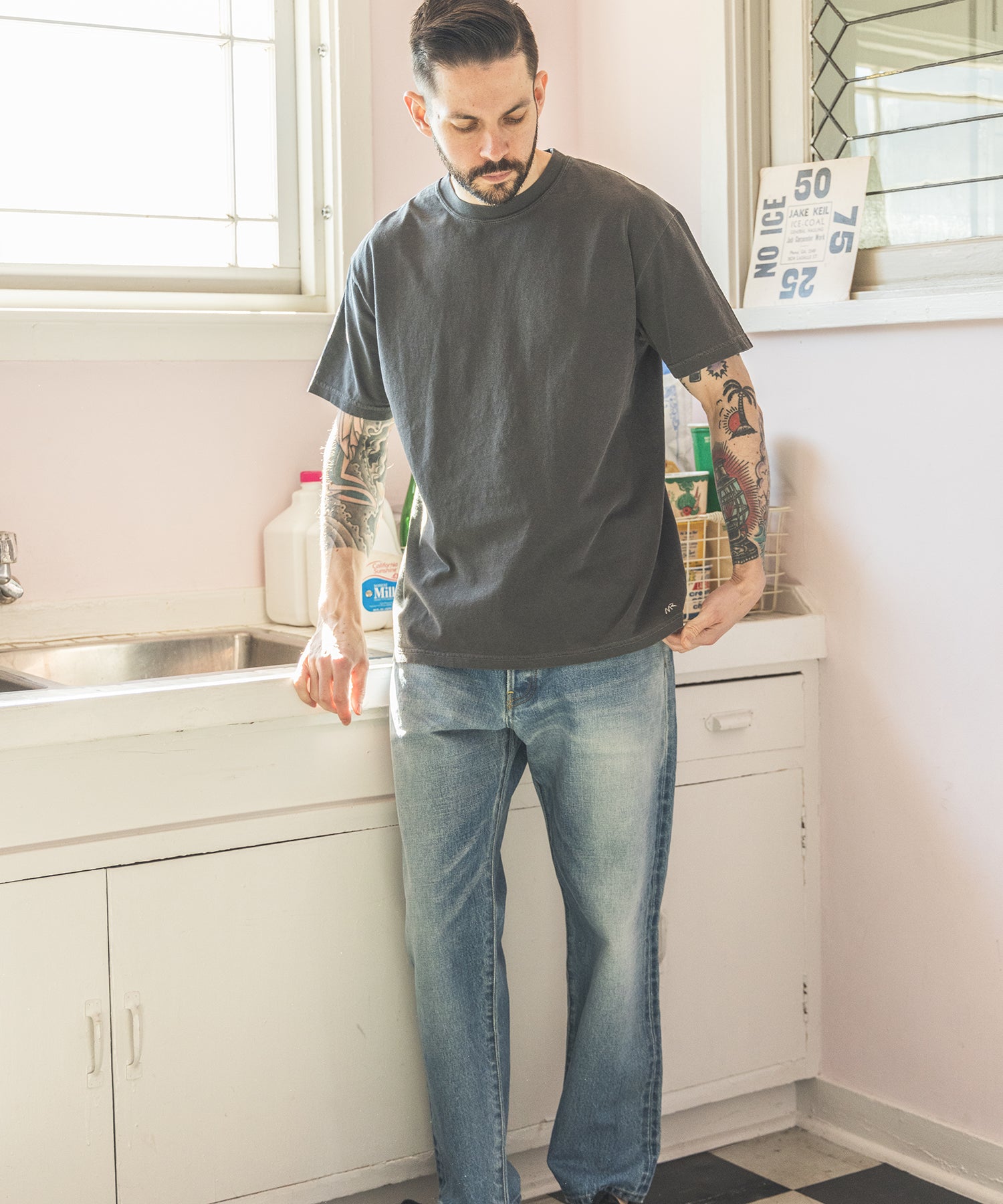 LOOP-WHEELED PLAIN KNIT / USED ONE POINT T-SHIRT