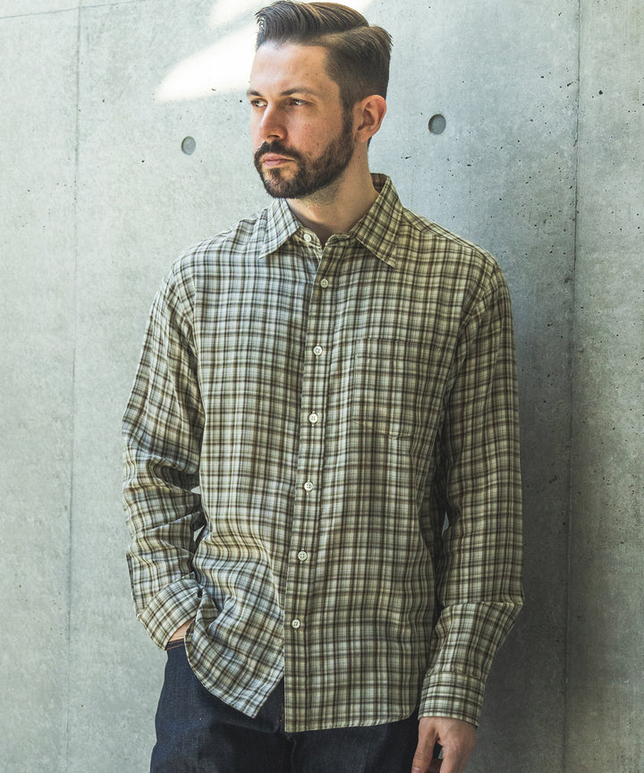 【予約商品】DOUBLE GAUZE MADRAS CHECK / REGULAR COLLAR SHIRT / M261114