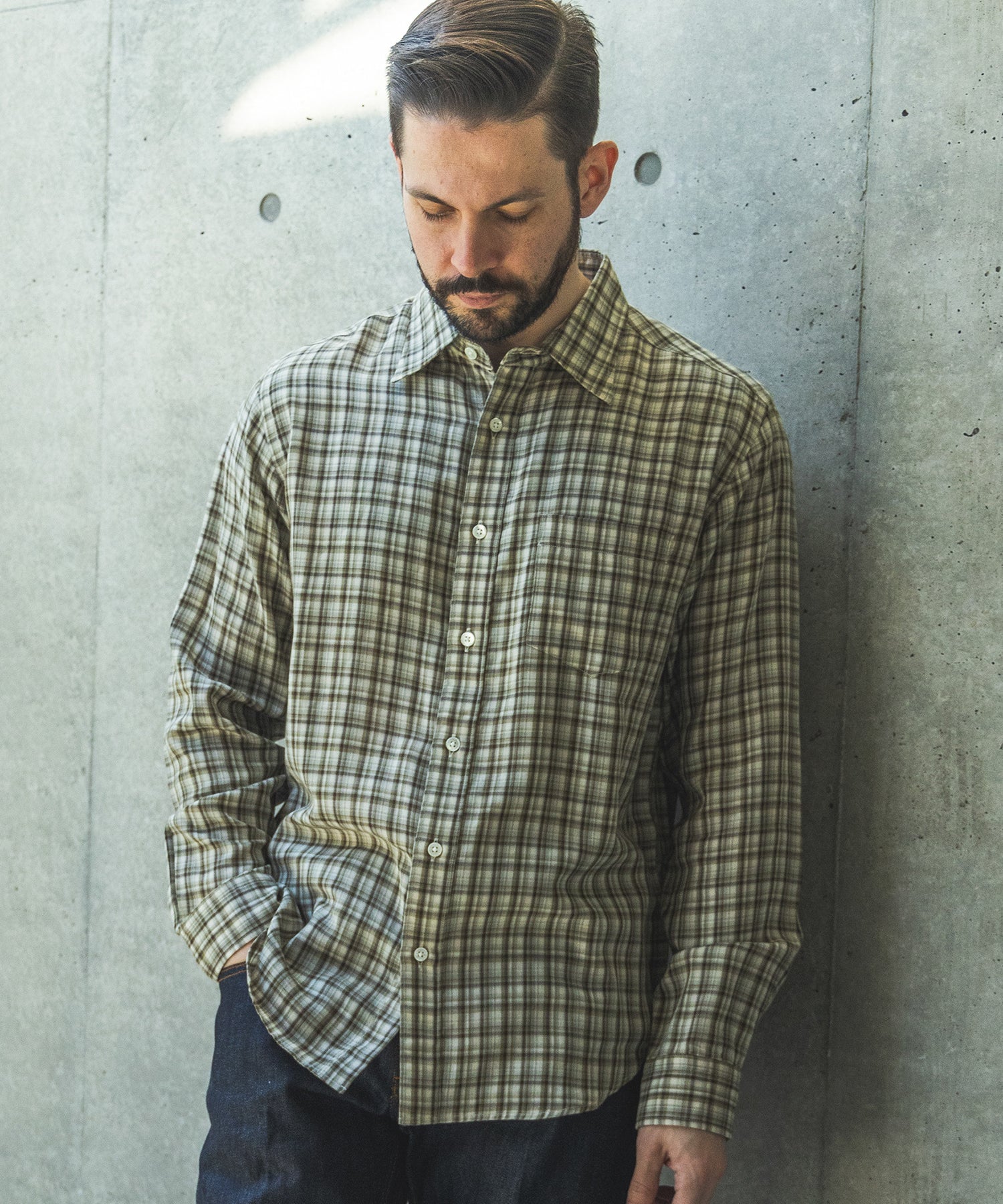 DOUBLE GAUZE MADRAS CHECK / REGULAR COLLAR SHIRT / M261114 – MR