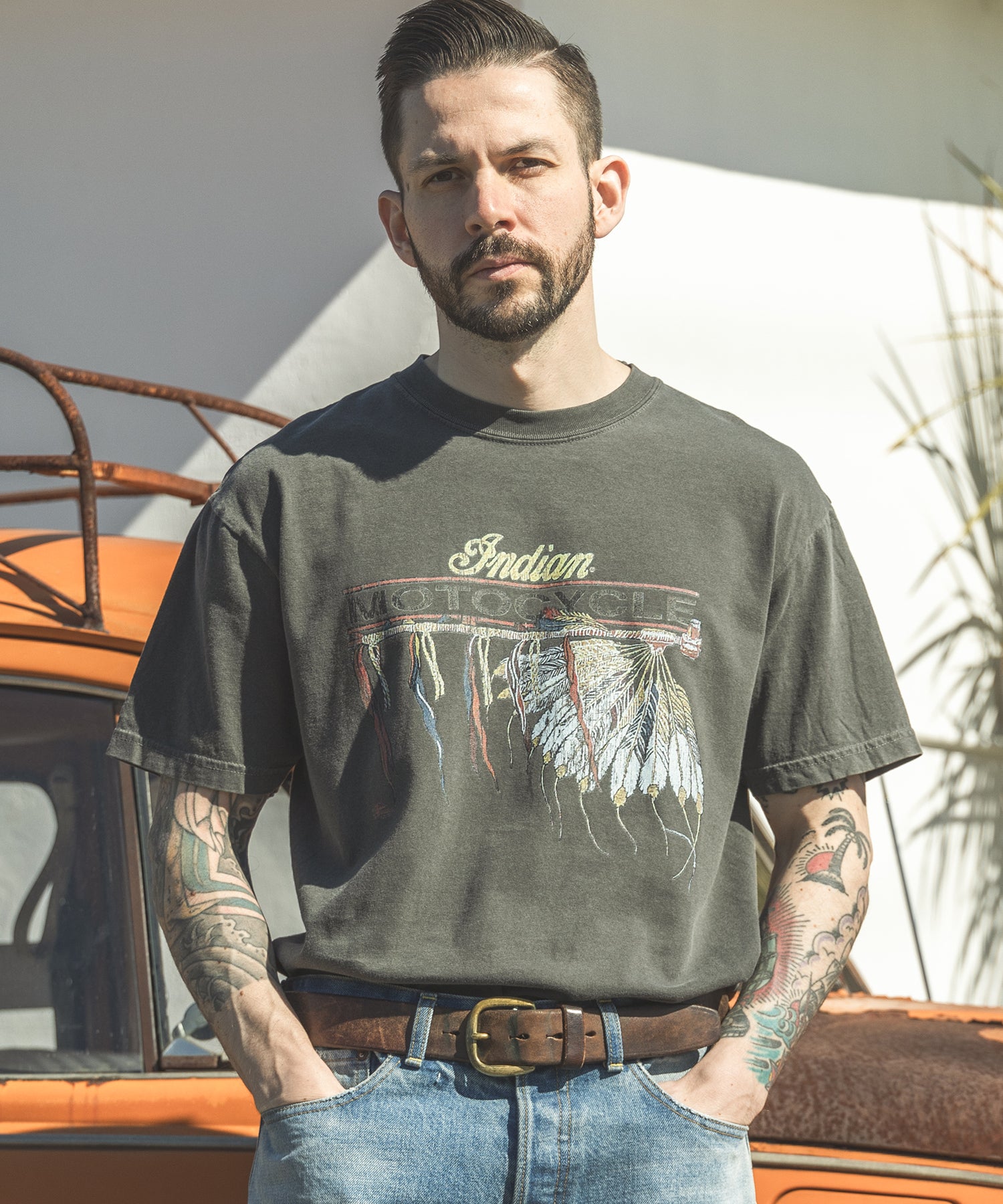INDIAN MOTOCYCLE COLLABORATION / USED PRINT T-SHIRT TYPE-A