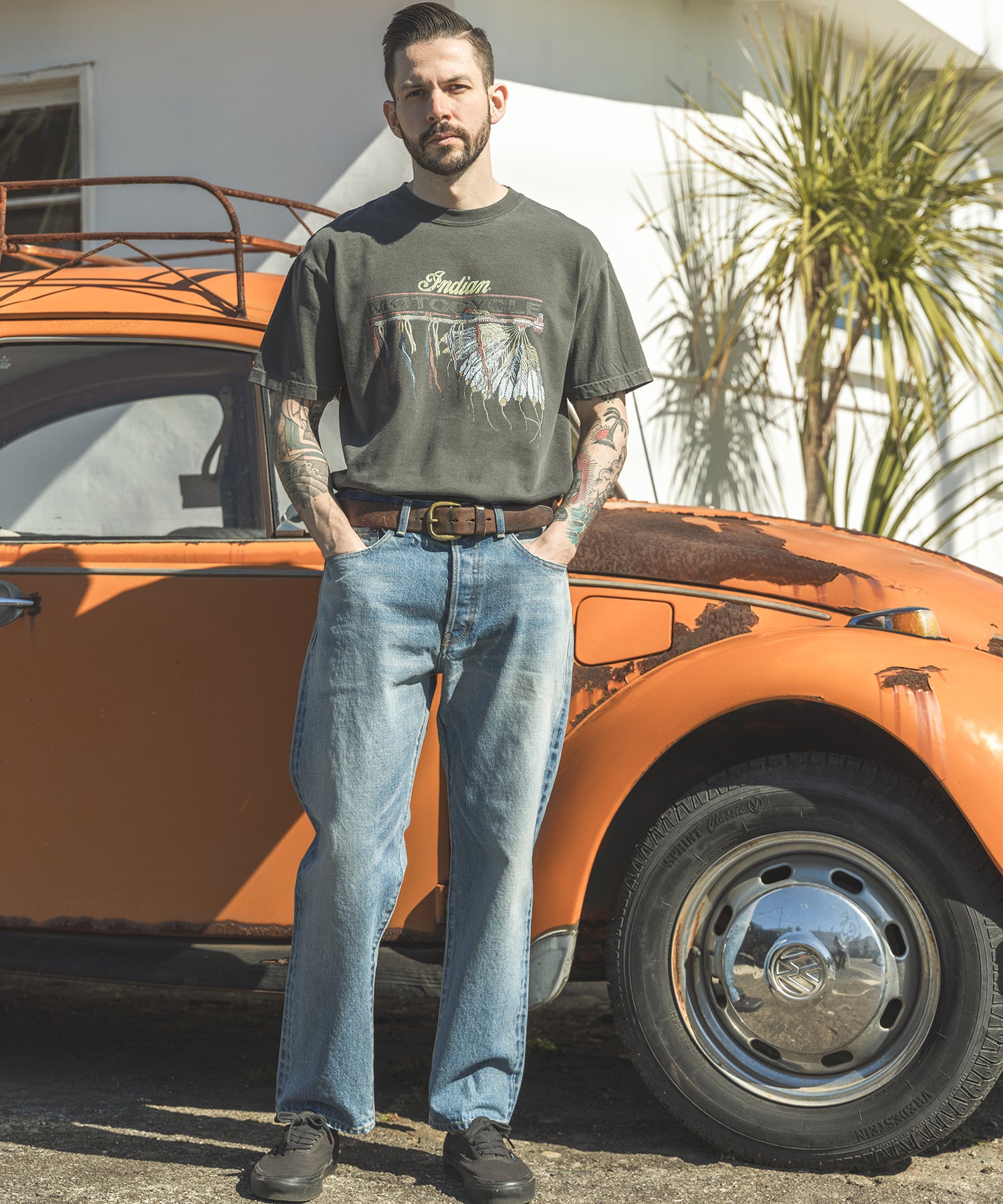 INDIAN MOTOCYCLE COLLABORATION / USED PRINT T-SHIRT TYPE-A