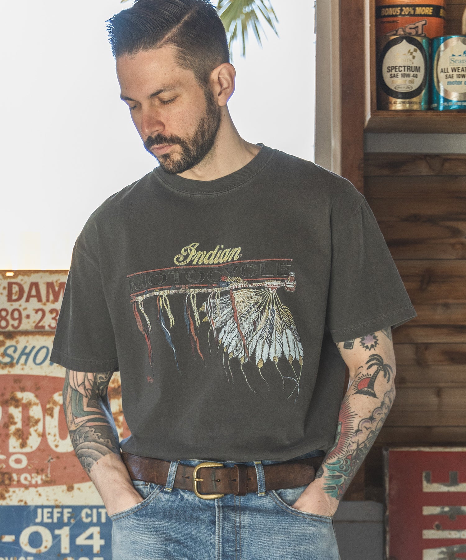 INDIAN MOTOCYCLE COLLABORATION / USED PRINT T-SHIRT TYPE-A