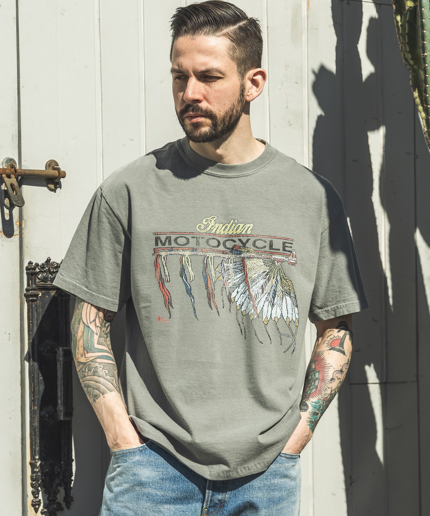 INDIAN MOTOCYCLE COLLABORATION / USED PRINT T-SHIRT TYPE-A