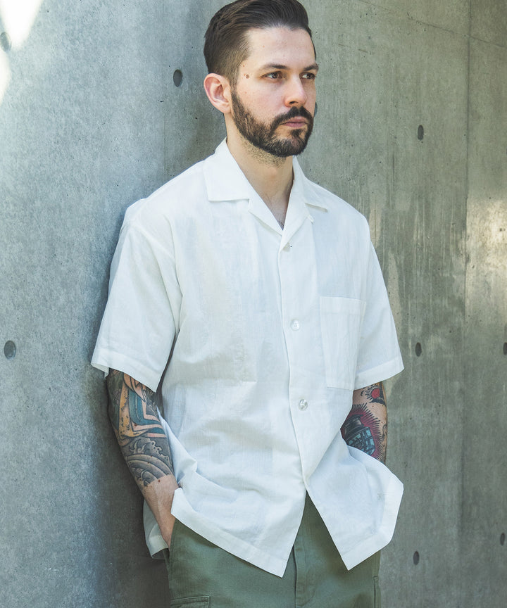 【予約商品】C/L PANAMA STRIPES / SHORT/S OPEN COLLAR SHIRT / M261131