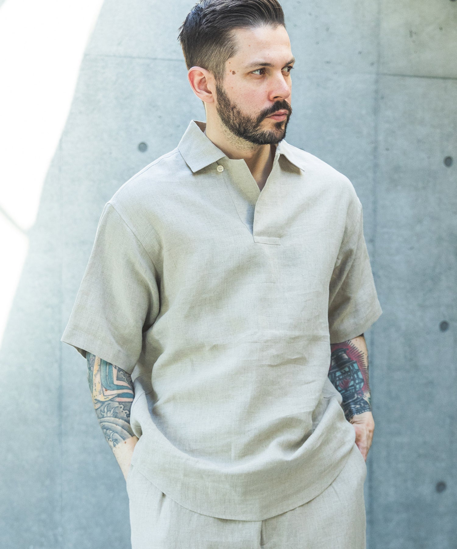 【予約商品】SOFT FINISH LINEN / SHORT/S PULLOVER SHIRT / M261128