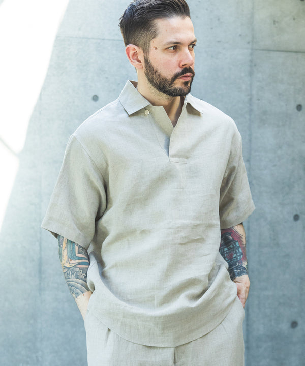 SOFT FINISH LINEN / SHORT/S PULLOVER SHIRT / M261128