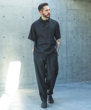SOFT FINISH LINEN / DRAWSTRING TAPERED PANTS / M261110