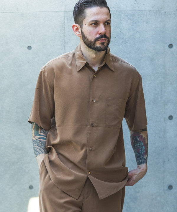 T/R POWDER CLOTH / SHORT/S REGULAR COLLAR SHIRT / M261118