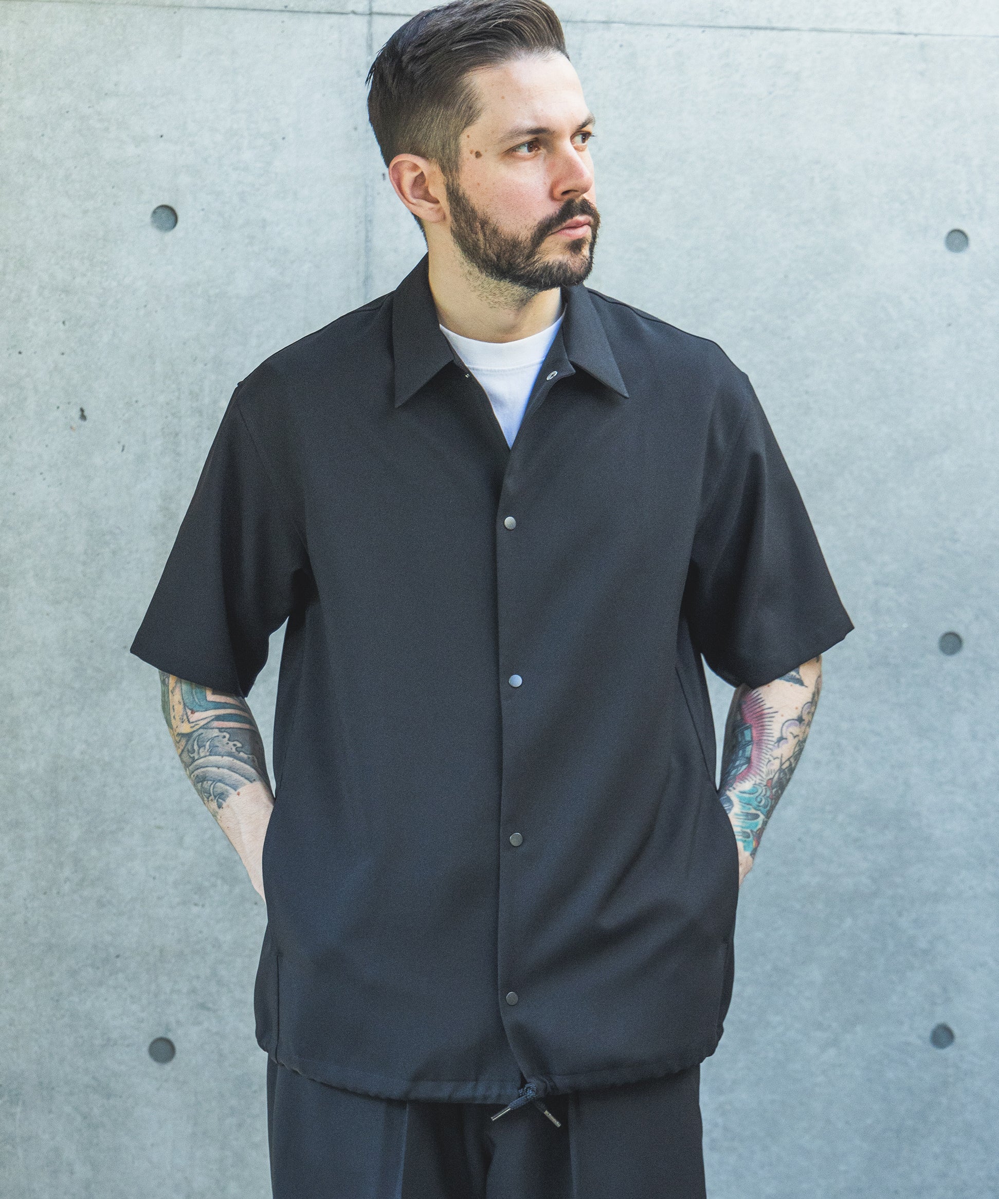 TROPICAL POPLIN / SHORT SLEEVE COACH SHIRT / M261120 – MR.OLIVE
