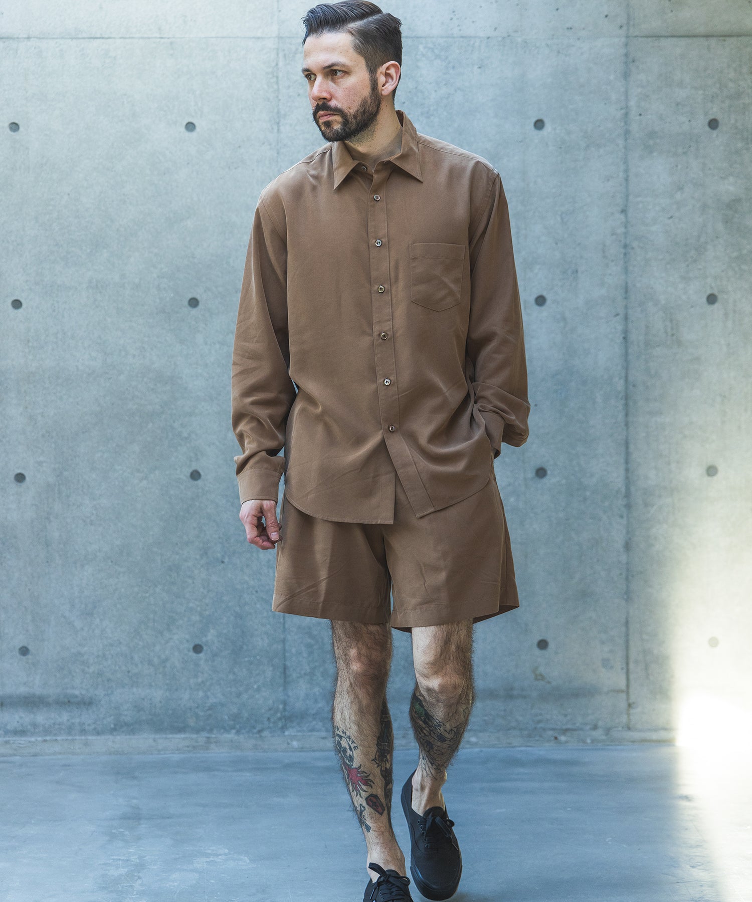 T/R POWDER CLOTH / REGULAR COLLAR SHIRT / M261113 – MR.OLIVE