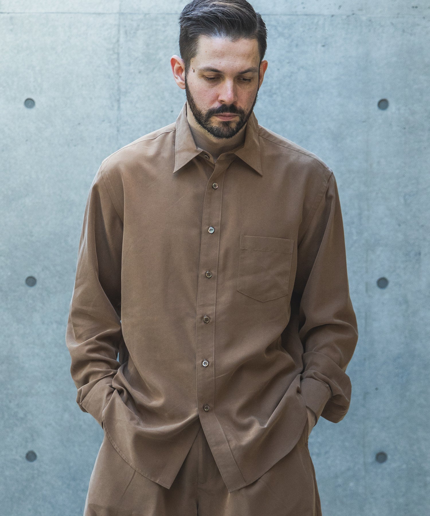 【予約商品】T/R POWDER CLOTH / REGULAR COLLAR SHIRT / M261113