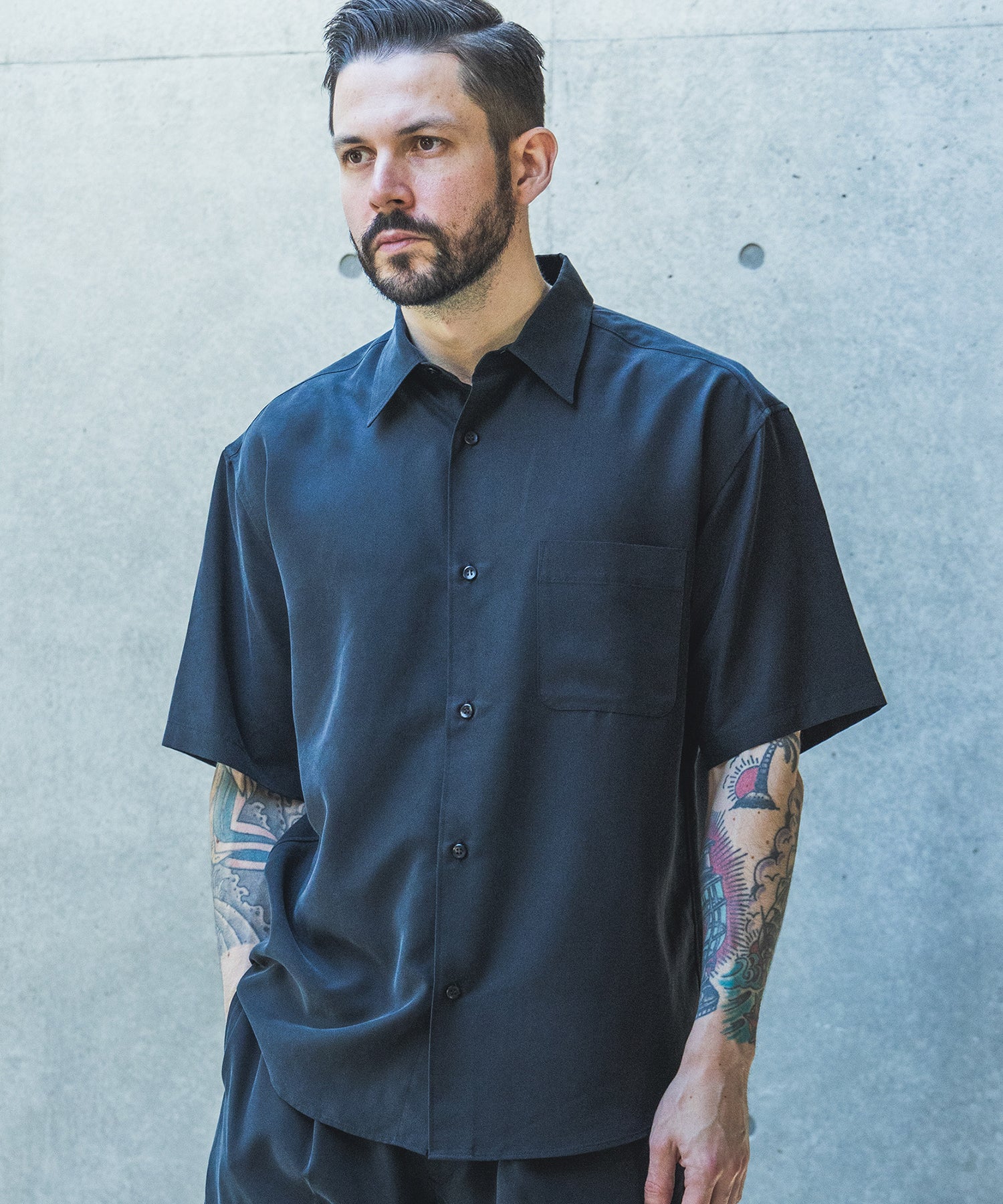 【予約商品】T/R POWDER CLOTH / SHORT/S REGULAR COLLAR SHIRT / M261118