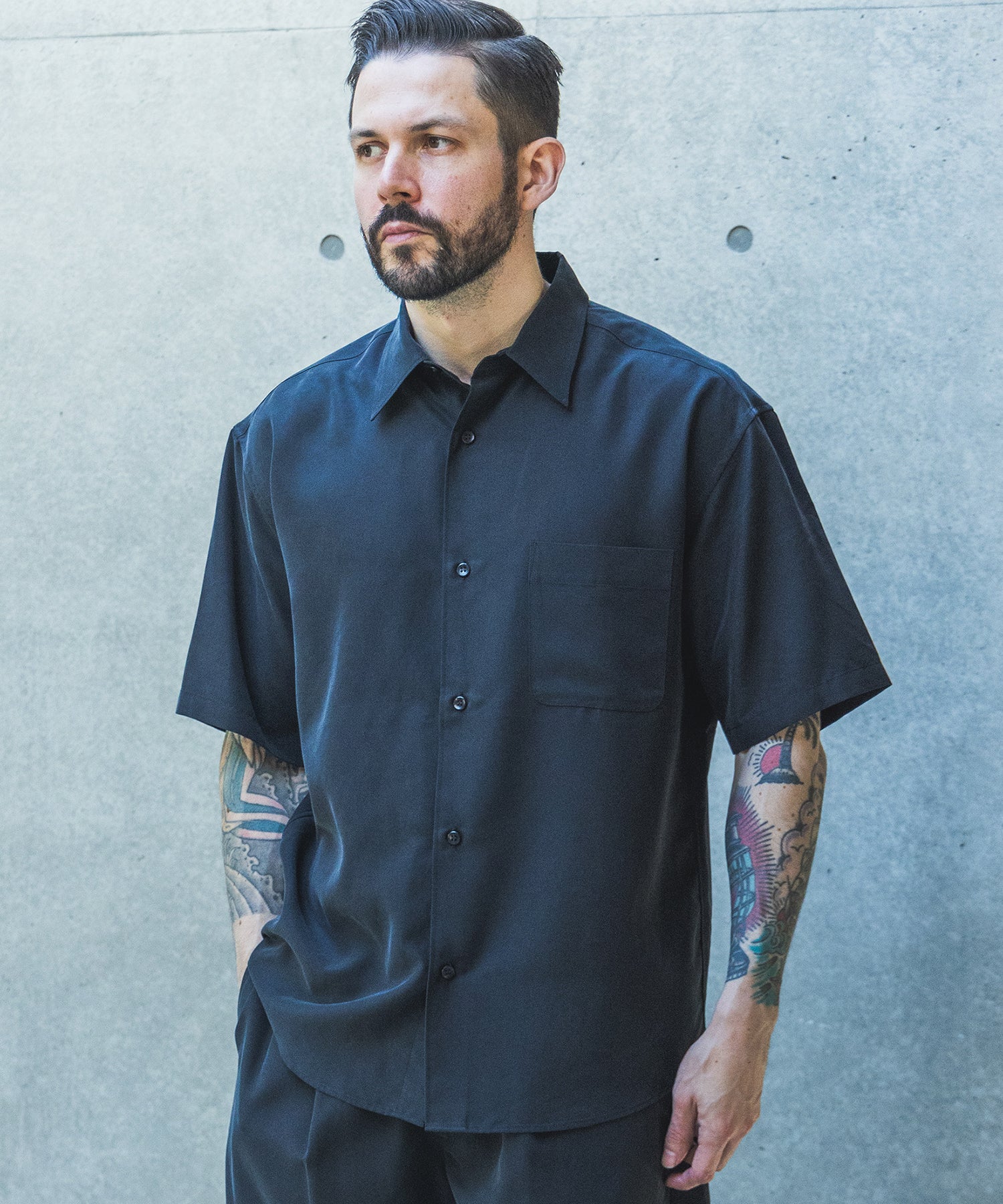 【予約商品】T/R POWDER CLOTH / SHORT/S REGULAR COLLAR SHIRT / M261118