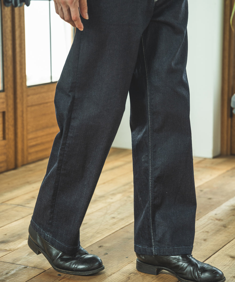 SUPER STRETCH DENIM / ONE WASH WIDE STRAIGHT PANTS / M233106